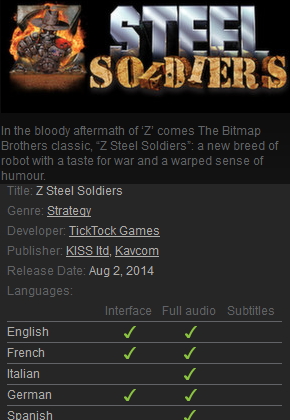 Z Steel Soldiers Steam - Click Image to Close